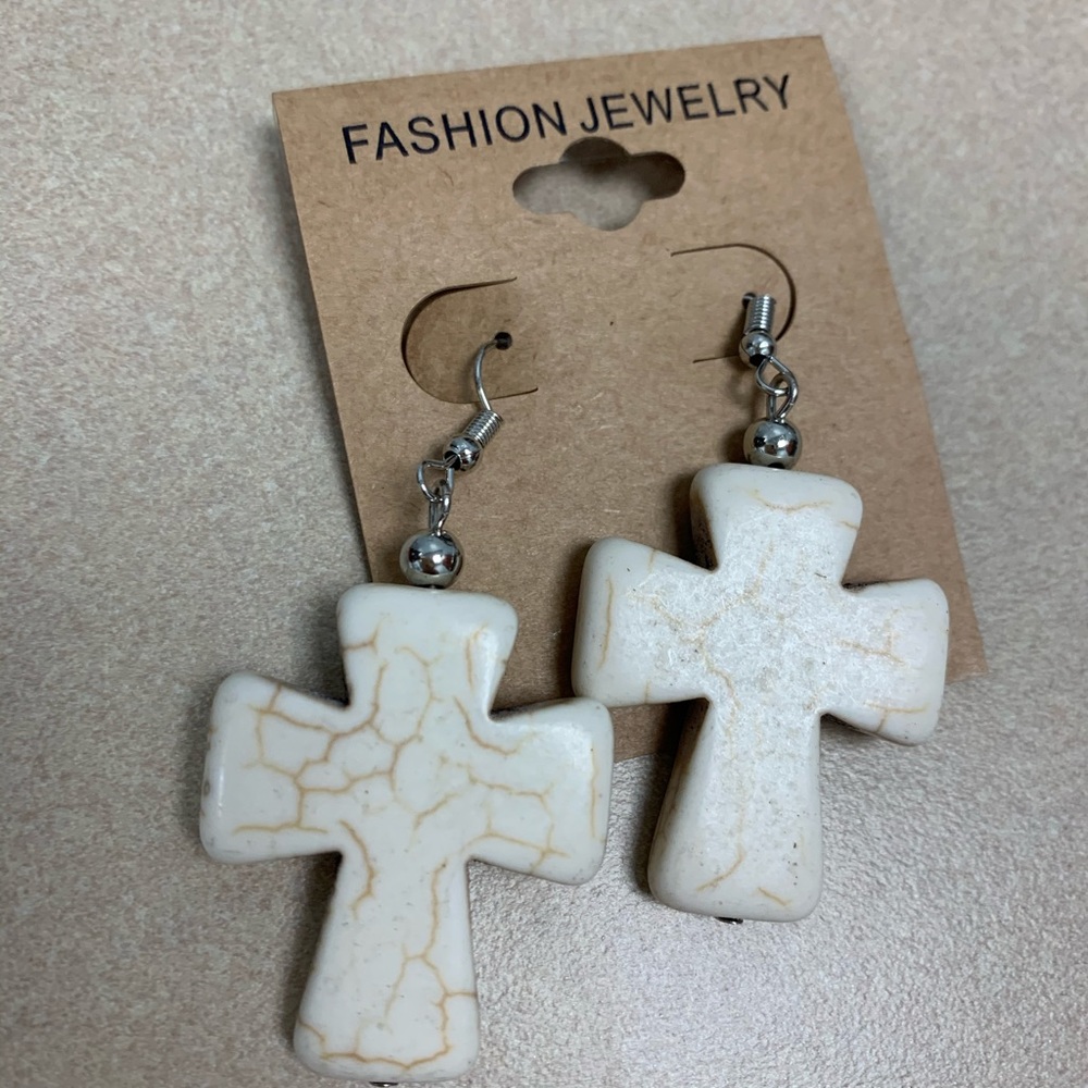 Beautiful semiprecious stone cross earrings
